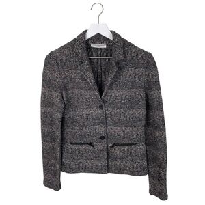 Amina Rubinacci Napoli Cashmere Wool Knit Blazer Jacket Women's Size 42 FLAWED